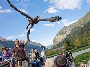 Frau mit Adler am Arm