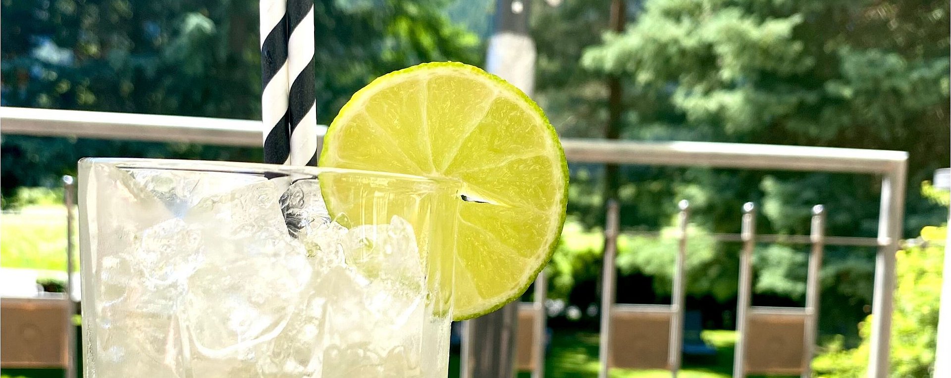 Cocktail mit Zitrone auf der Terrasse
