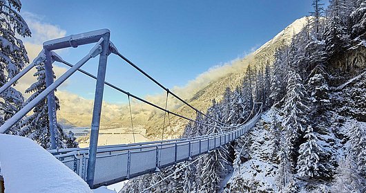 Hängebrücke Längenfeld im Winter